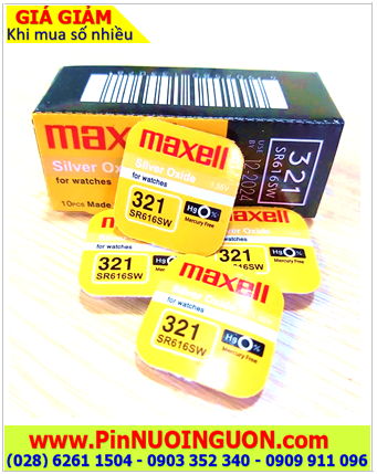 Maxell SR616SW _321; Pin đồng hồ 1.55v Silver Oxide Maxell SR616SW _Pin 321 (Japan) _Vỉ 1viên